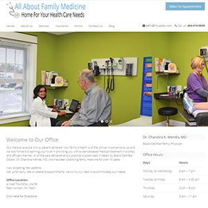 All About Family Medicine, a website made by the Philadelphia area web development company TAF JK Group Inc.